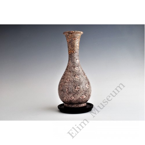 1659 A marble glaze (Jiao-tai)long neck vase   